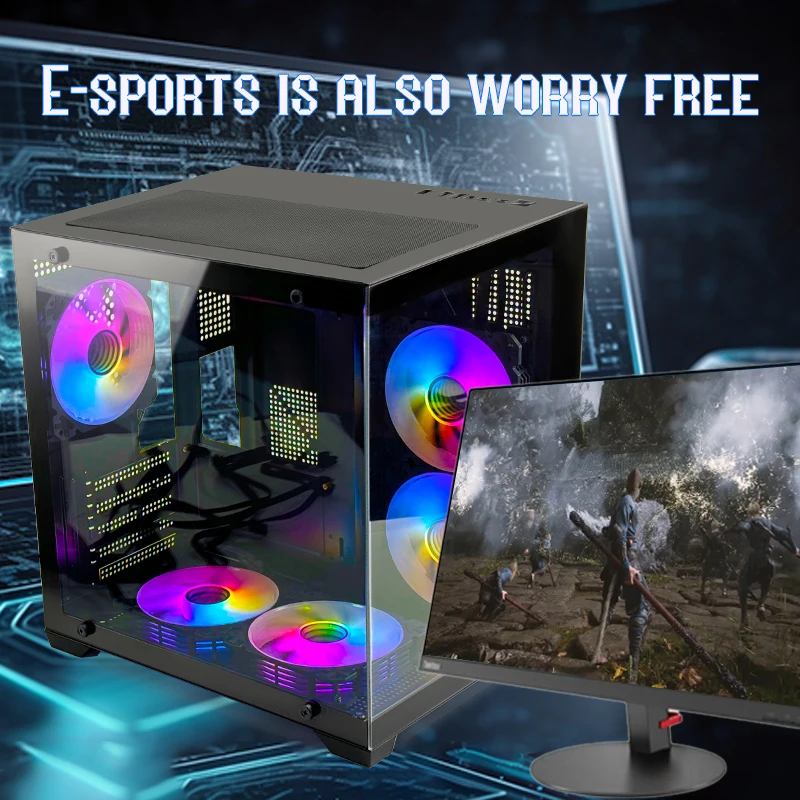 MANMU Gaming Computer Cases & Towers case pc Gaming White Micro ATX pc Gaming System Unit Case