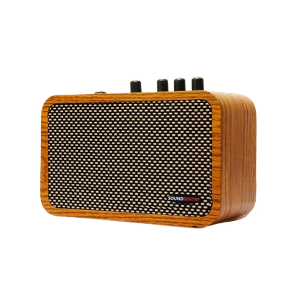 Mini Guitar Amplifier 10W Portable Rechargeable Vintage Wooden Speaker Headphone Jack Bluetooth Function With Multiple Effects