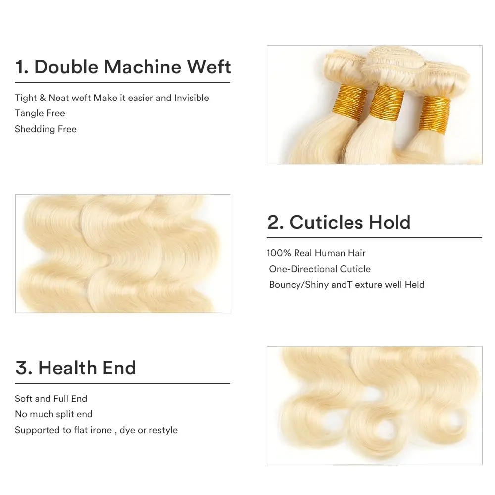 28인치 613 블론드 인모 헤어 번들 바디 웨이브 인모 붙임머리 4/5/6 번들 컬러 인모 연장 웨프트 컬러 번들
