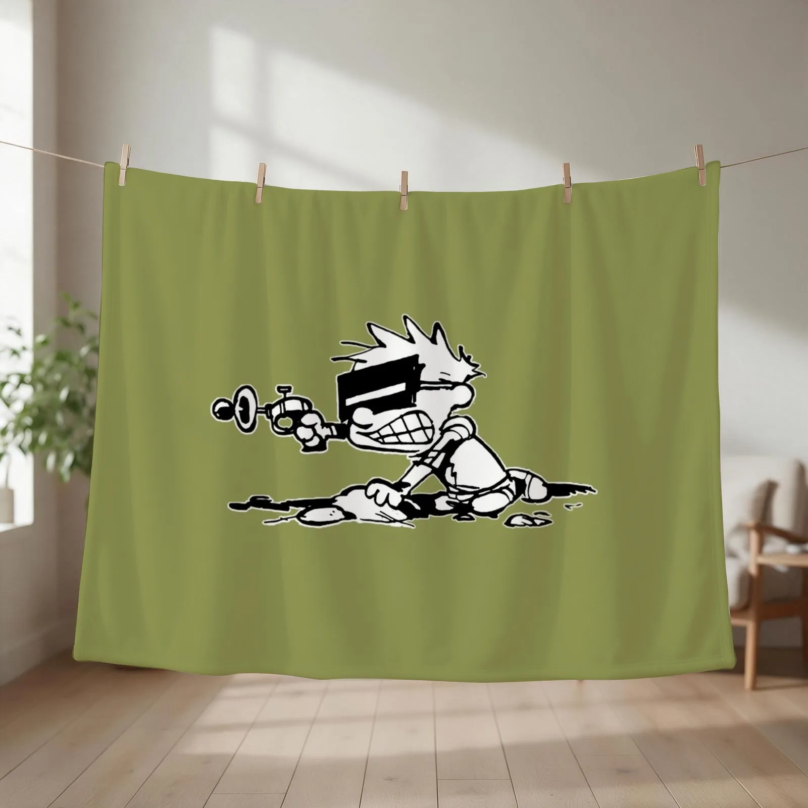 Spaceman spiff calvin \t Throw Blanket couch cozy soft plush fuzzy picnic outdoor blanket