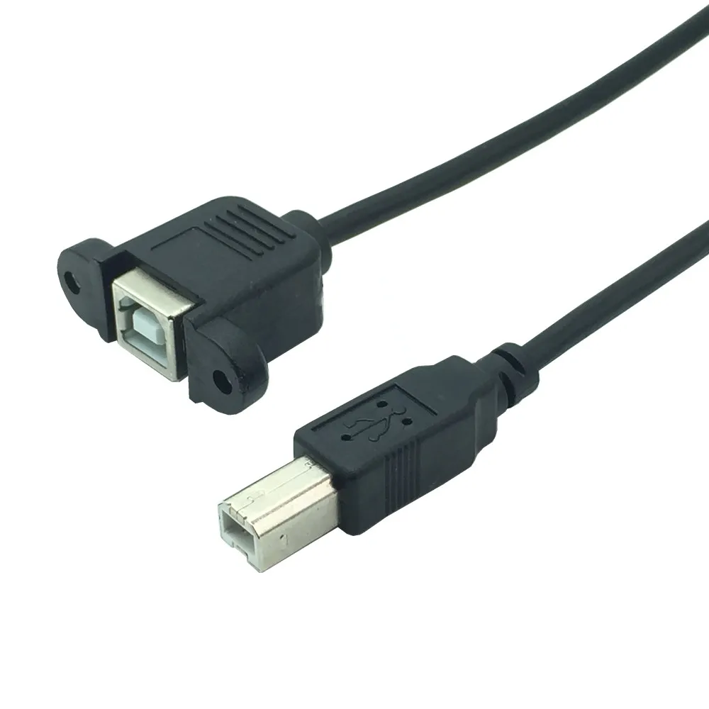 USB B Male to Female M/F Extension Cable Screw Lock Panel Mount for Printer 0.3M 0.5M