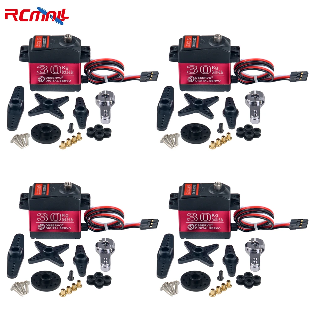 4 Sets DS3230 PRO Large Torque Digital Servo 180/270 Degree 30KG 6V IP66 with 25T Servo Arm RC Servo for 1:8/1:10/1:12 RC Car