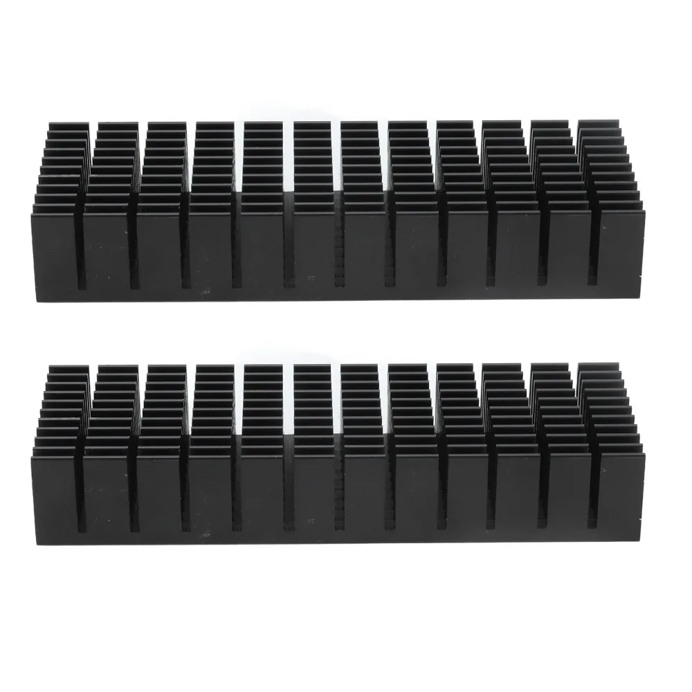 

2Pcs 120*40*20mm Cooling Fins With Adhesive Black Aluminum Heatsink Kit Slotted Design Aluminum Aluminum Power Radiator