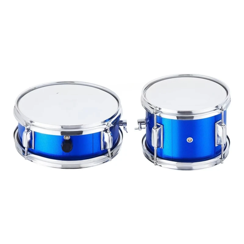 Drum Set 14 Blue Bass Drum 10 Snare Drum 8 Tom Drum, Adjustable Drum Base, Single Layer Metal Percussion