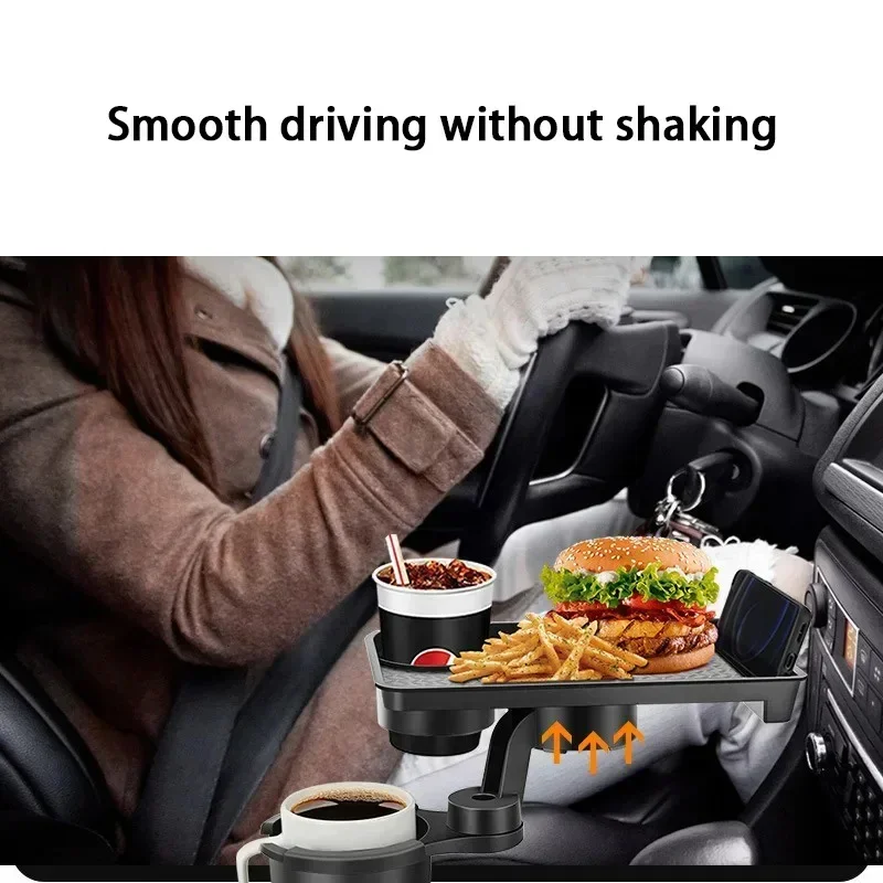 Cup Holder Expander for Car, Truck Detachable 360 Rotatable Tray Table Food Tray Cup Holder Expander