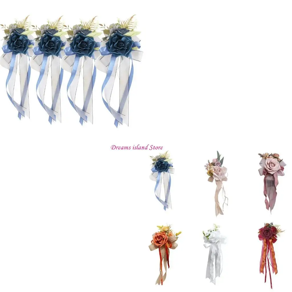 

Свадебные бокалы цветочные украшения искусственные шелковые розы для свадебного автомобиля HX6C