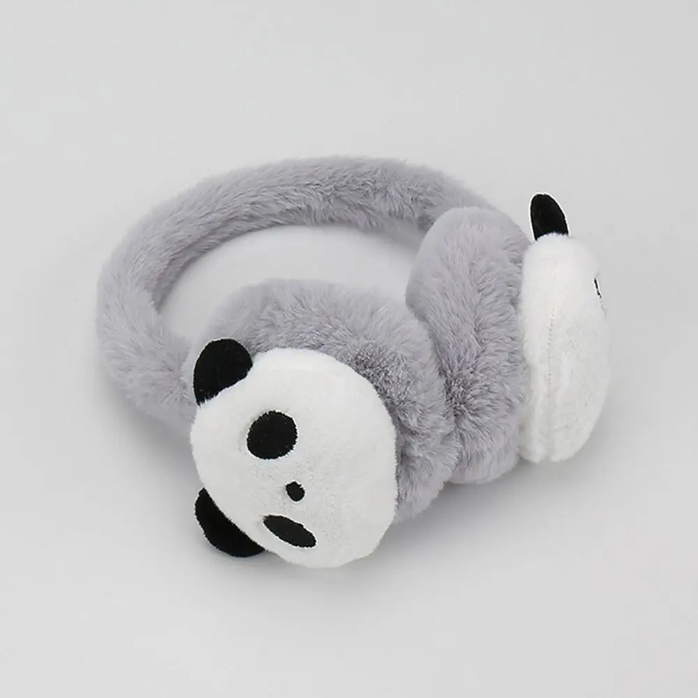 Orejeras de felpa de Panda lindo para hombres y mujeres, orejeras cálidas y esponjosas, calentador de oídos Casual ajustable, Invierno