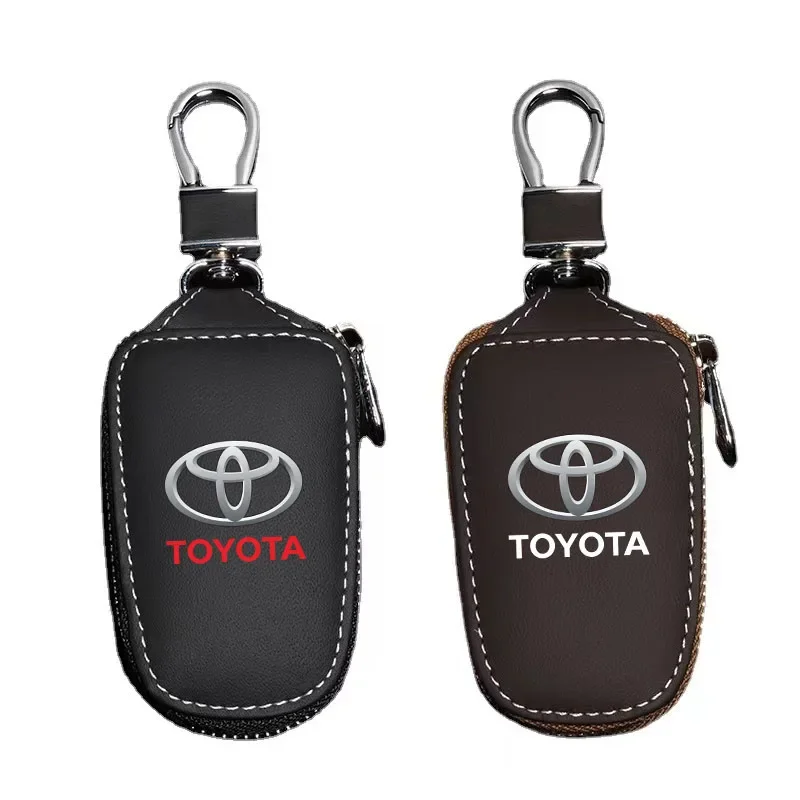 

Unisex Leather Pouch Zipper Car Key Case Accessories Key Bag for Toyota Rav4 CHR Yaris Prius Avensis Corolla Camry Highlander