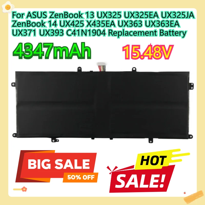 For ASUS ZenBook 13 UX325 UX325EA UX325JA ZenBook 14 UX425 X435EA UX363 UX363EA UX371 UX393 C41N1904 Replacement Battery 4347mAh