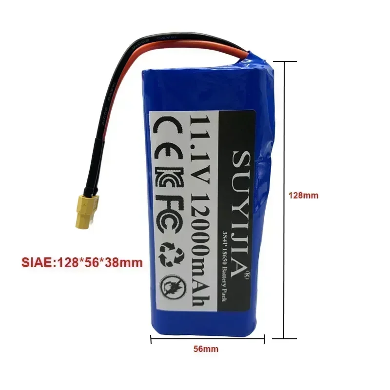

12V Battery 11.1V 12000mAh 3S4P Lithium-ion 18650 Battery Pack W/ BMS for Backup Power Ups CCTV Camerar Speaker Bait Boat