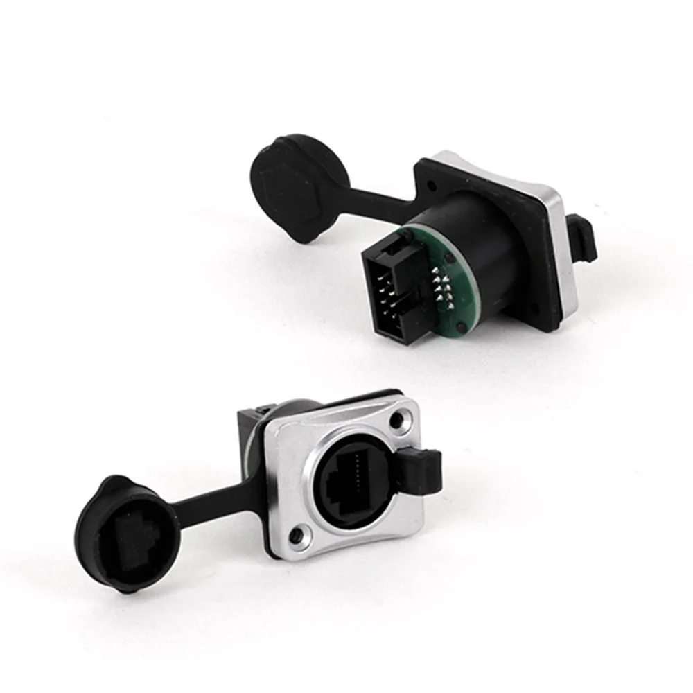 1pc RJ45 Ethernet CAT5 Interface Female LAN Module Panel Mount Coupler IP65 Waterproof Connector Socket with DustCap