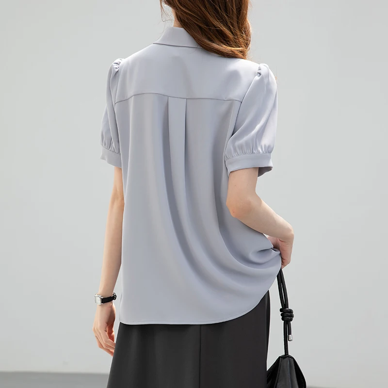 2025 New Summer White Short Sleeve Shirt for Women Formal Interview Shirt Professional Blouse