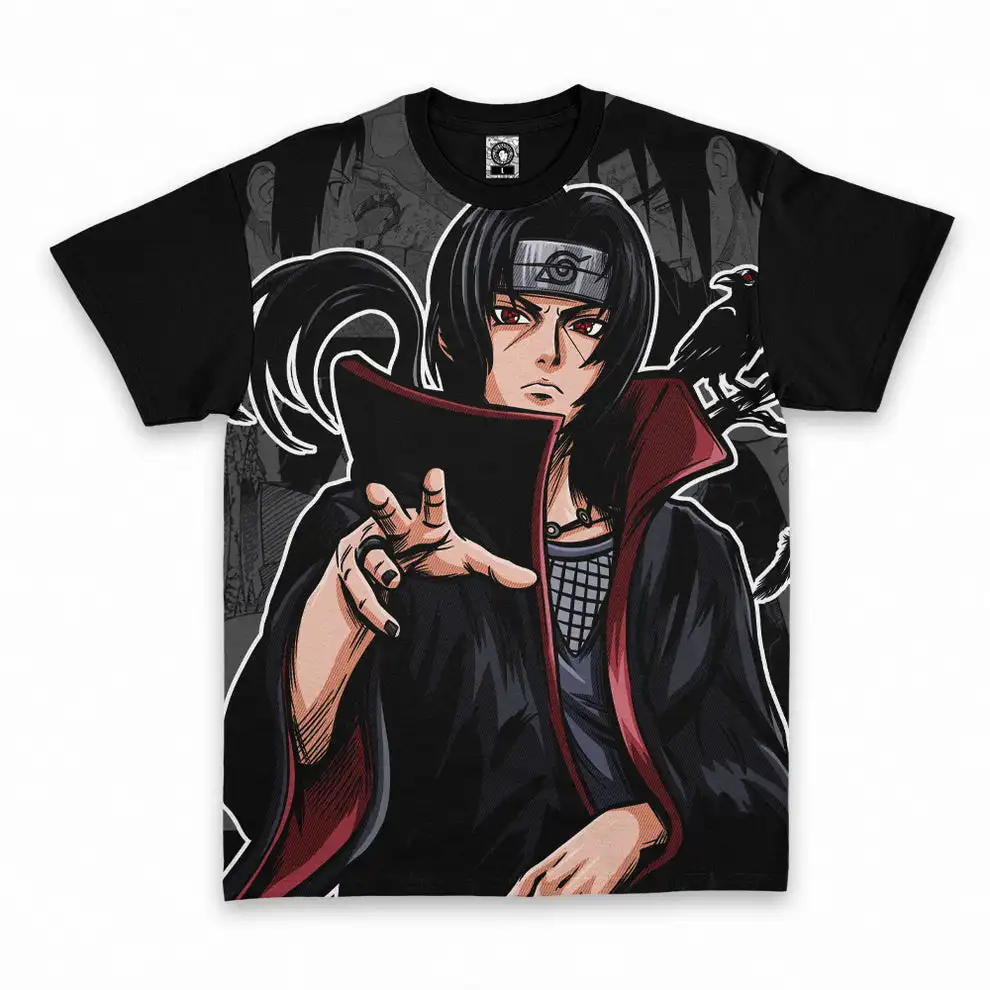Naruto Uchiha Itachi Anime T-shirt Full Print Tee Unisex Short Sleeve Manga Fans Casual Streetwear Birthday Gift