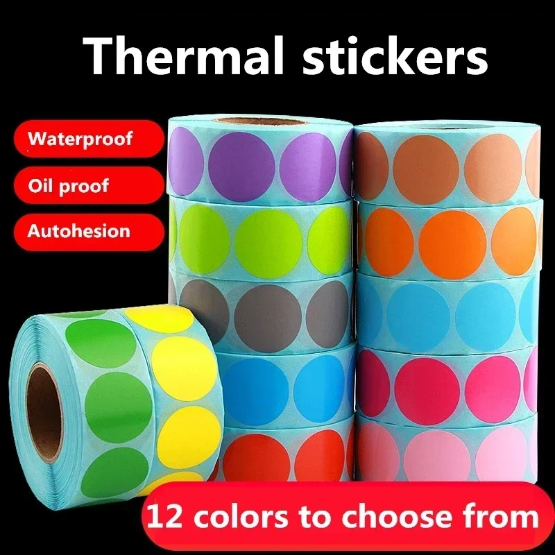 Rotundity Multicolor Waterproof Scratch Resistant Oil Proof Thermal Stickers Autohesion Print Roll Paper Label Note Paper