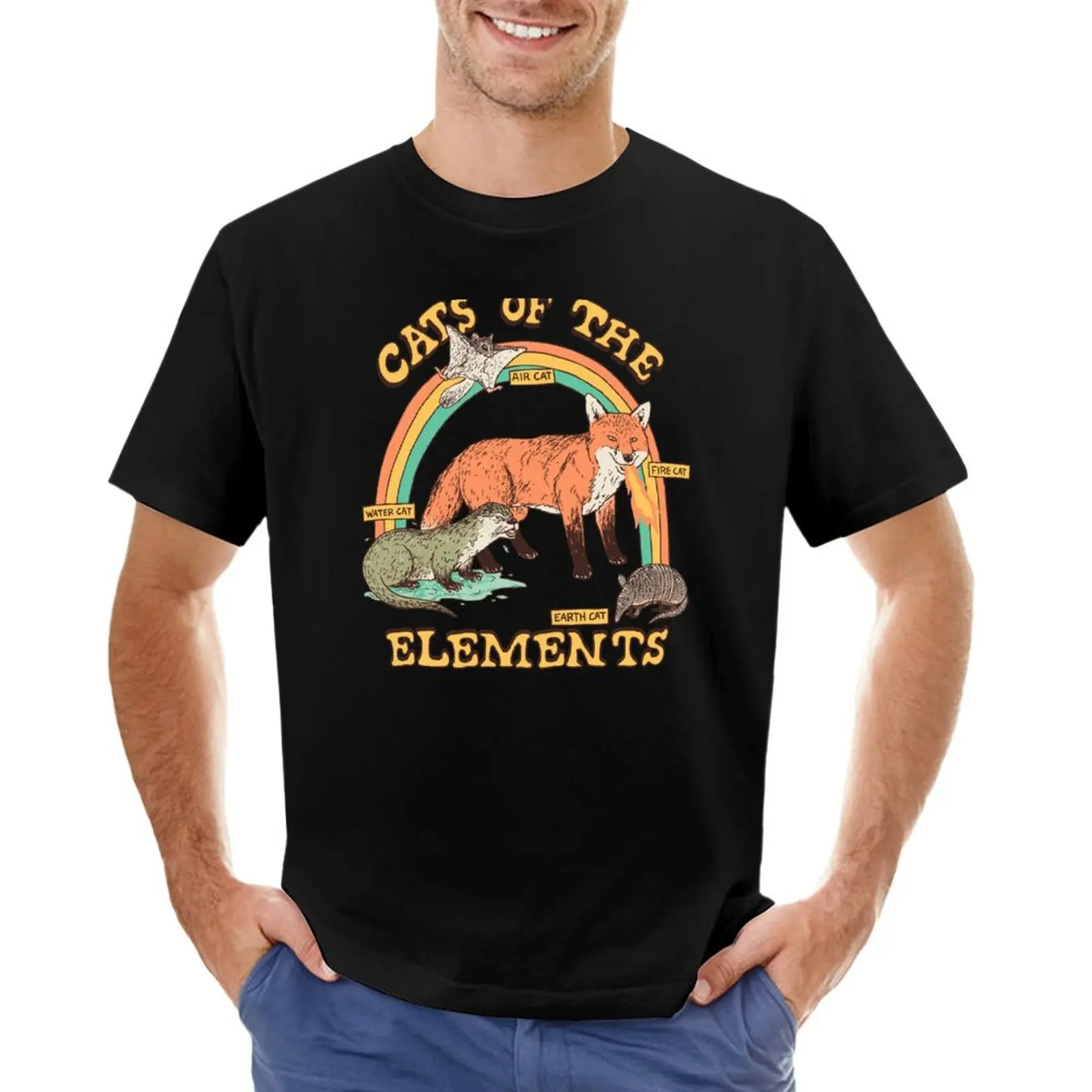 Cats of The Elements T-Shirt cotton graphic tees designer shirts anime stuff Short sleeve tee outfits for men