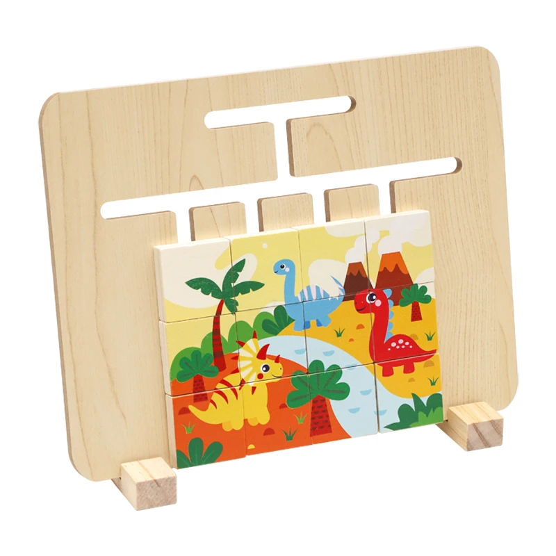 

New Wooden Slide Puzzle Game Kids Dinosaur Walking Bead Board Educational Toy Early Education Wooden Color Matching Montessori