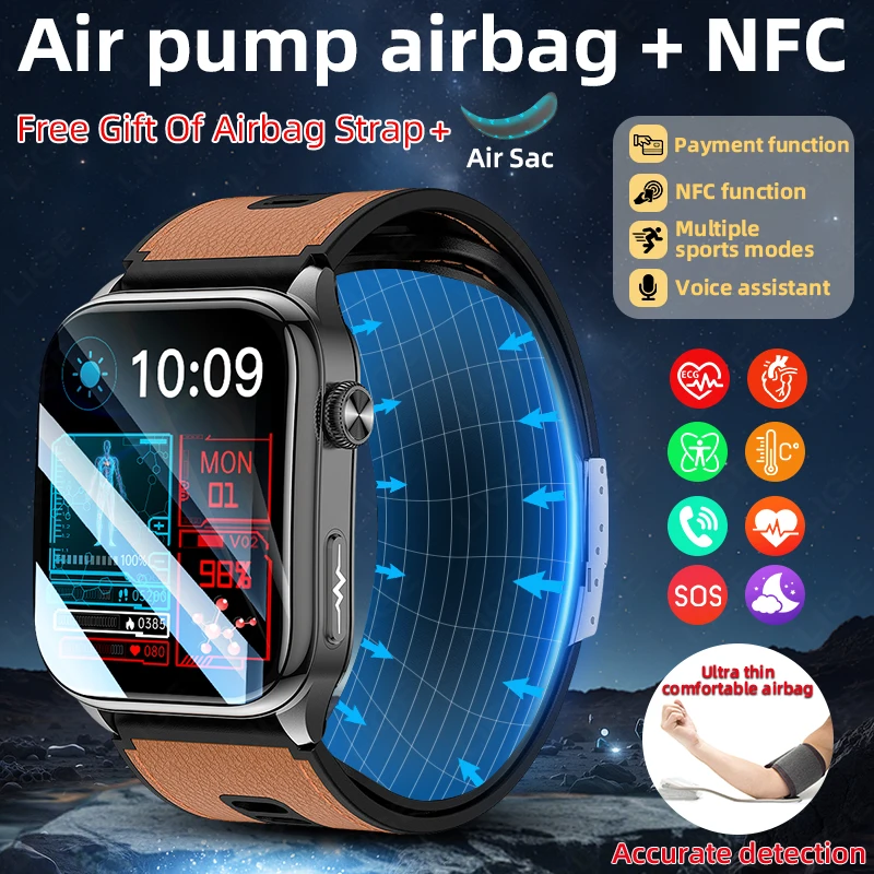

LIGE 2026 NEW Smartwatch AMOLED Screen Air Pump Cuff Accurately Health Monitoring Micro Physical Examination NFC For Android IOS