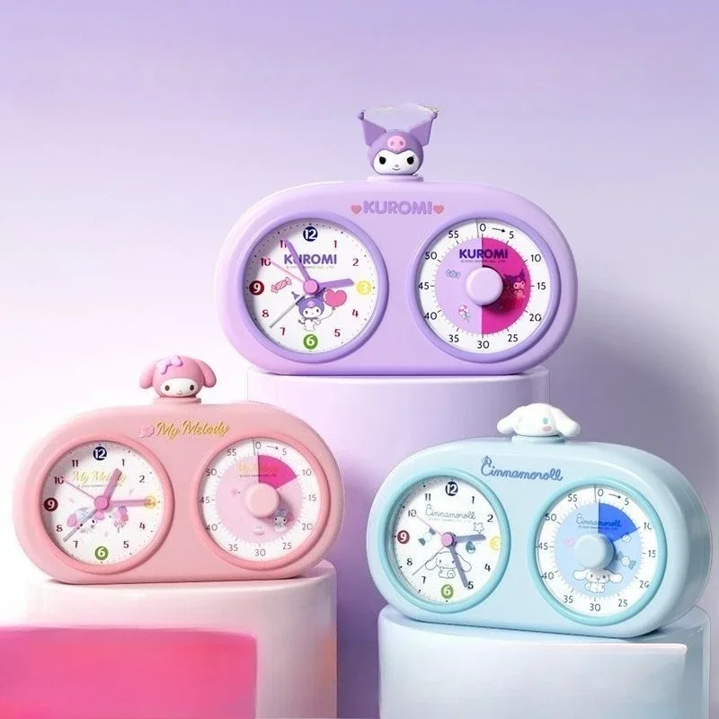 

MINISO SANRIO Hello Kitty Kuromi My Melody Cinnamoroll Kawaii Cartoon Timer Alarm Clock Child Fashion Trend Desktop Ornaments