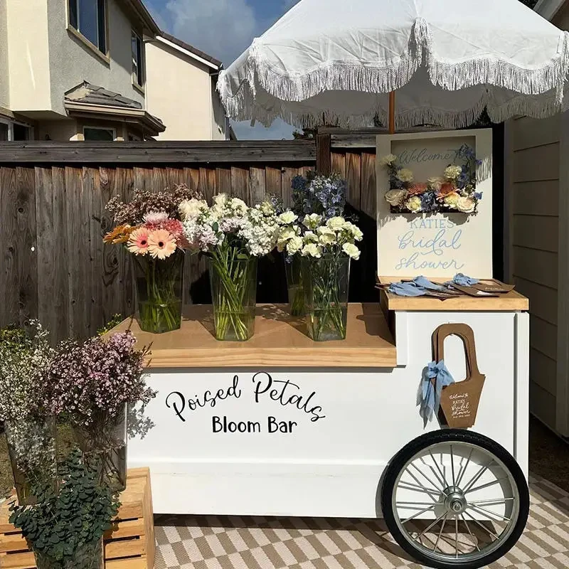custom.Customized Metal Candy Cart Mobile Flower Display and Sales Cart Weddings Birthdays and Commercial Events view 2