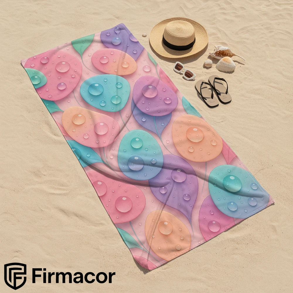 Pastel 3D Dew Leaf Texture Soft Portable Towel Unisex Ultra Lightweight Microfiber Oversized Sand Free Quick Dry Beach Towel