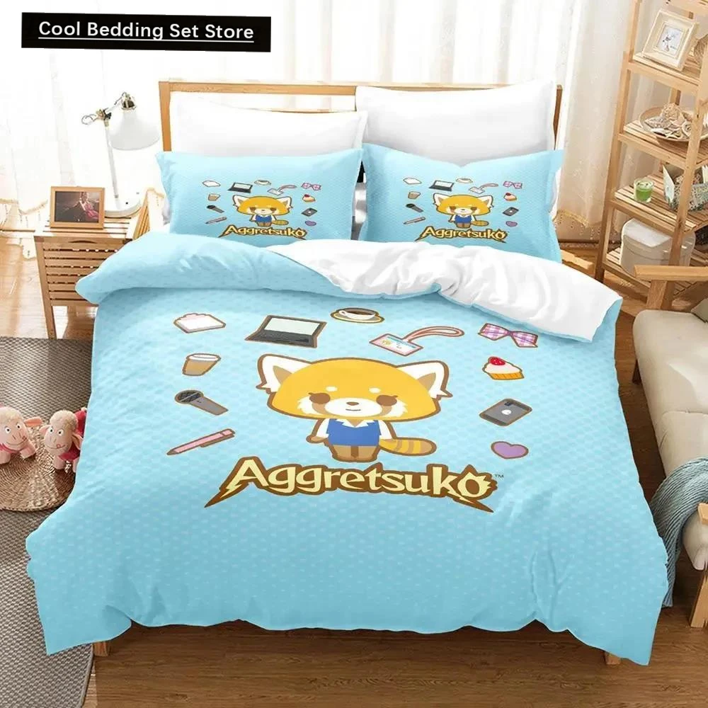 

3D Print Cartoons Aggretsuko Bedding Set Duvet Cover Bed Set Quilt Cover Pillowcase Comforter king Queen Size Boys Adult Bedding