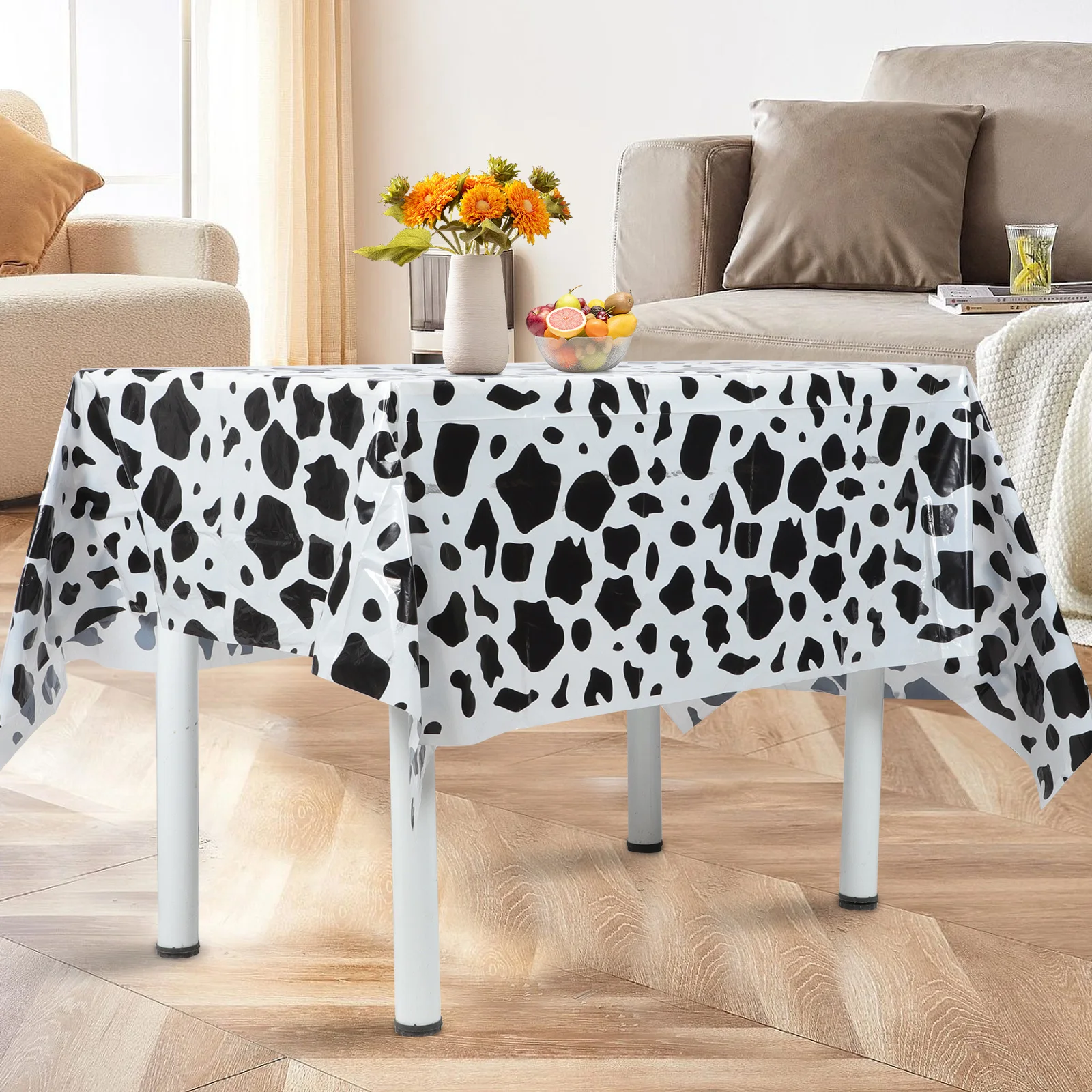 

2Pcs Cow Print Tablecloth Decorative Fabric Table Cover Dining Table Home Party Farmhouse Cover Tablecloth Elegant Tablecloths