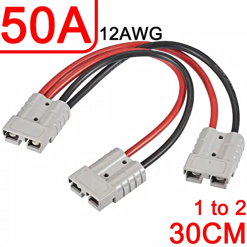

1pc Adapter 50A For Anderson Plug Connector Double Y Adapter 4mm Car Cable 4 Square Wires 30cm For Forklifts Stackers Vehicles
