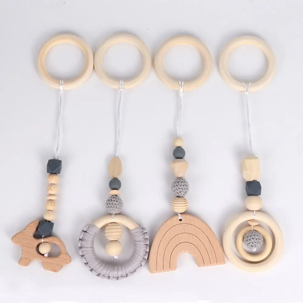 

Sensory Wooden Beech Activity Gym Frame Rabbit Crochet Baby Gym Toys Play Frame Ring-pull Toy Stroller Toy Ring Help Baby Stand