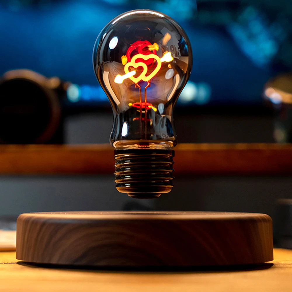 Magnetic Levitation Love Light Bulb Practical Night Light Desktop Ornaments Atmosphere Lamp for New Couples Friends Gift