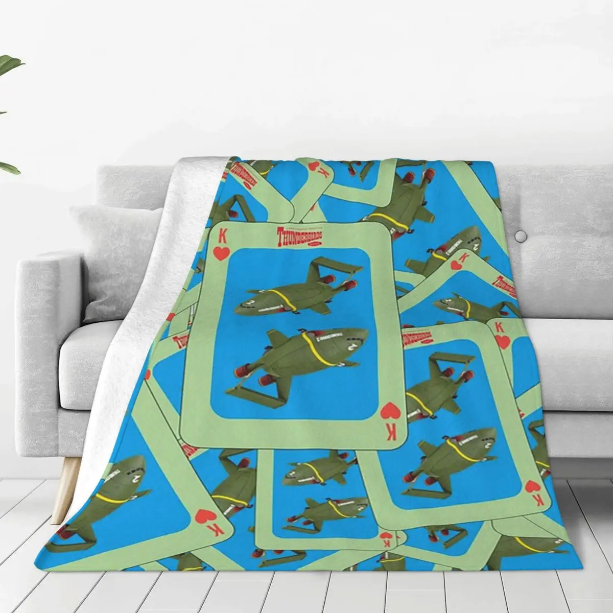 Thunderbird 2, colección Retro de Gerry Anderson. Manta de franela, ideal como cobertor para la cama, el salón, para picnics, viajes, el hogar o el sofá.