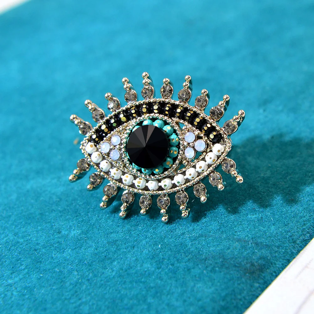 Demon Eye Brooch Retro Decor Pin For Backpacks Simple Evil Metal Clothes Miss Lapel Rhinestone