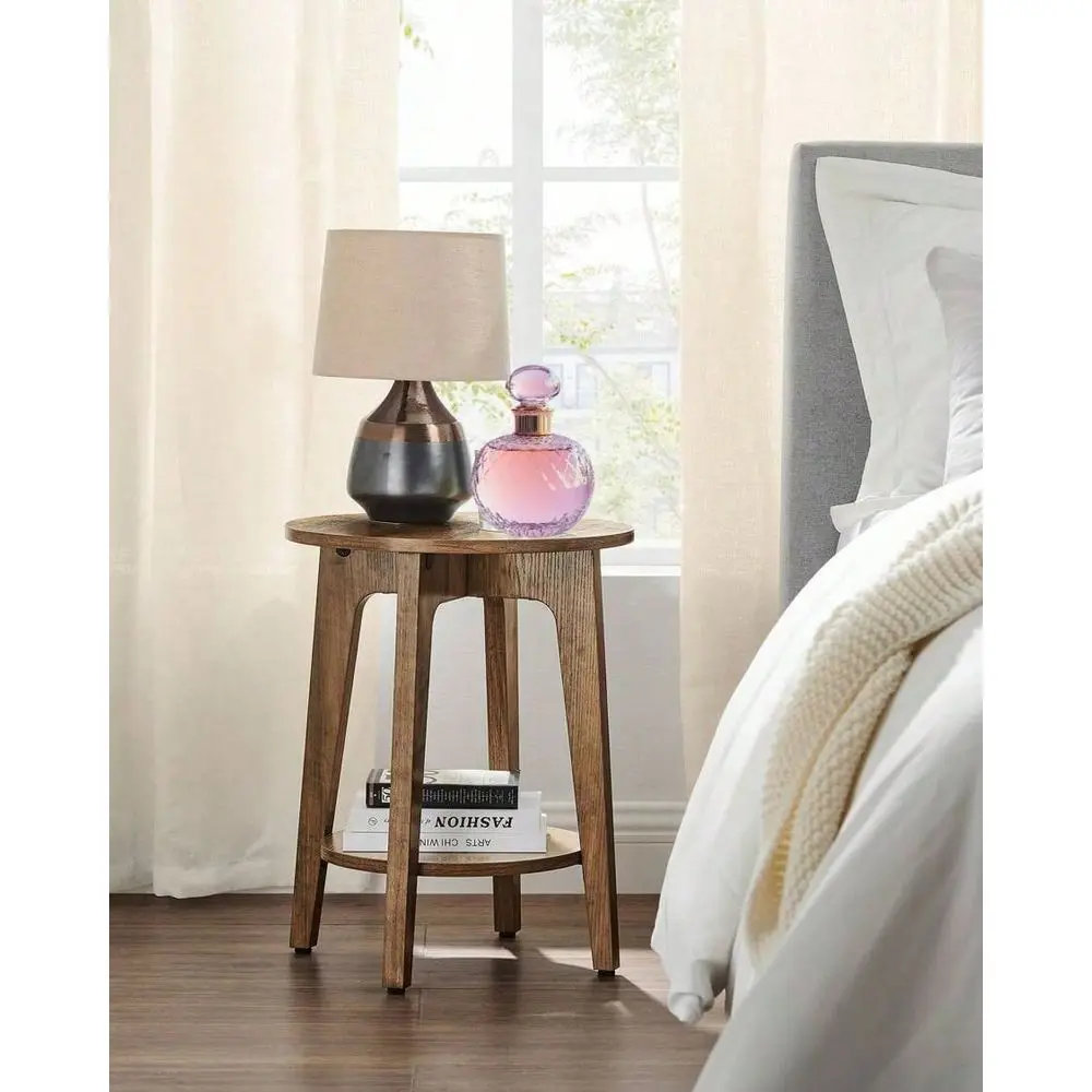 

End Table With Lower Shelf, Side Table, Nightstand For Small Spaces, 15.8 X15.8 X 19.7 Inches, Room Decor, Brown