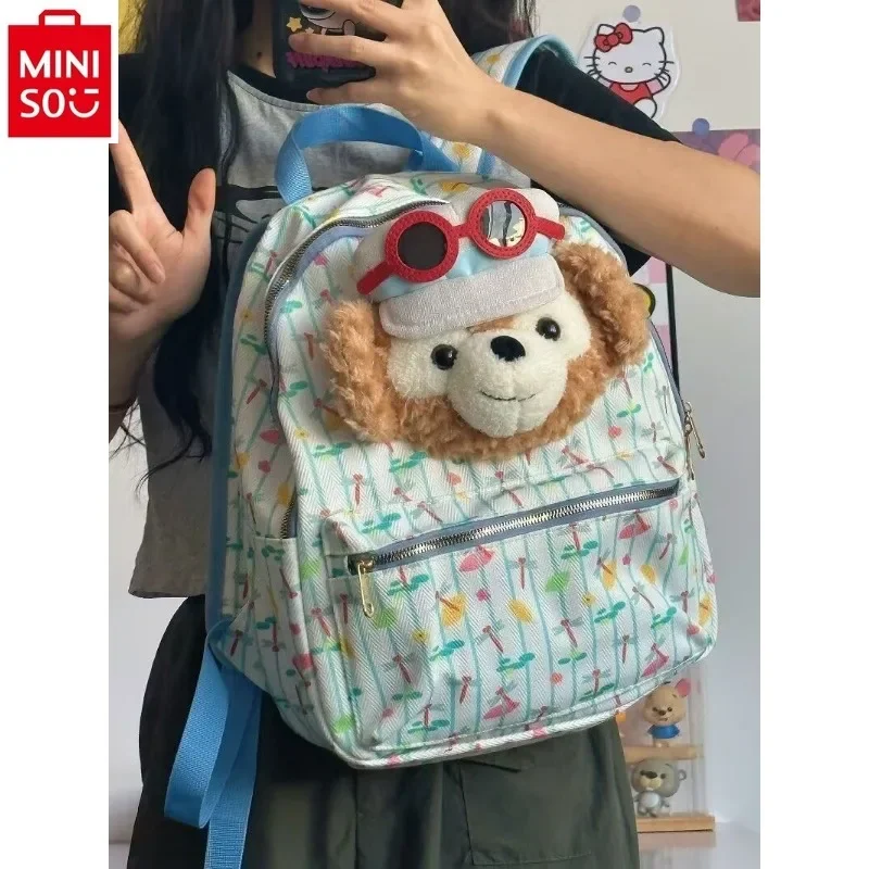 

MINISO Disney Cartoon Duffy Bear Backpack for Students Large Capacity Small Fresh Versatile Women's Fashion Backpack