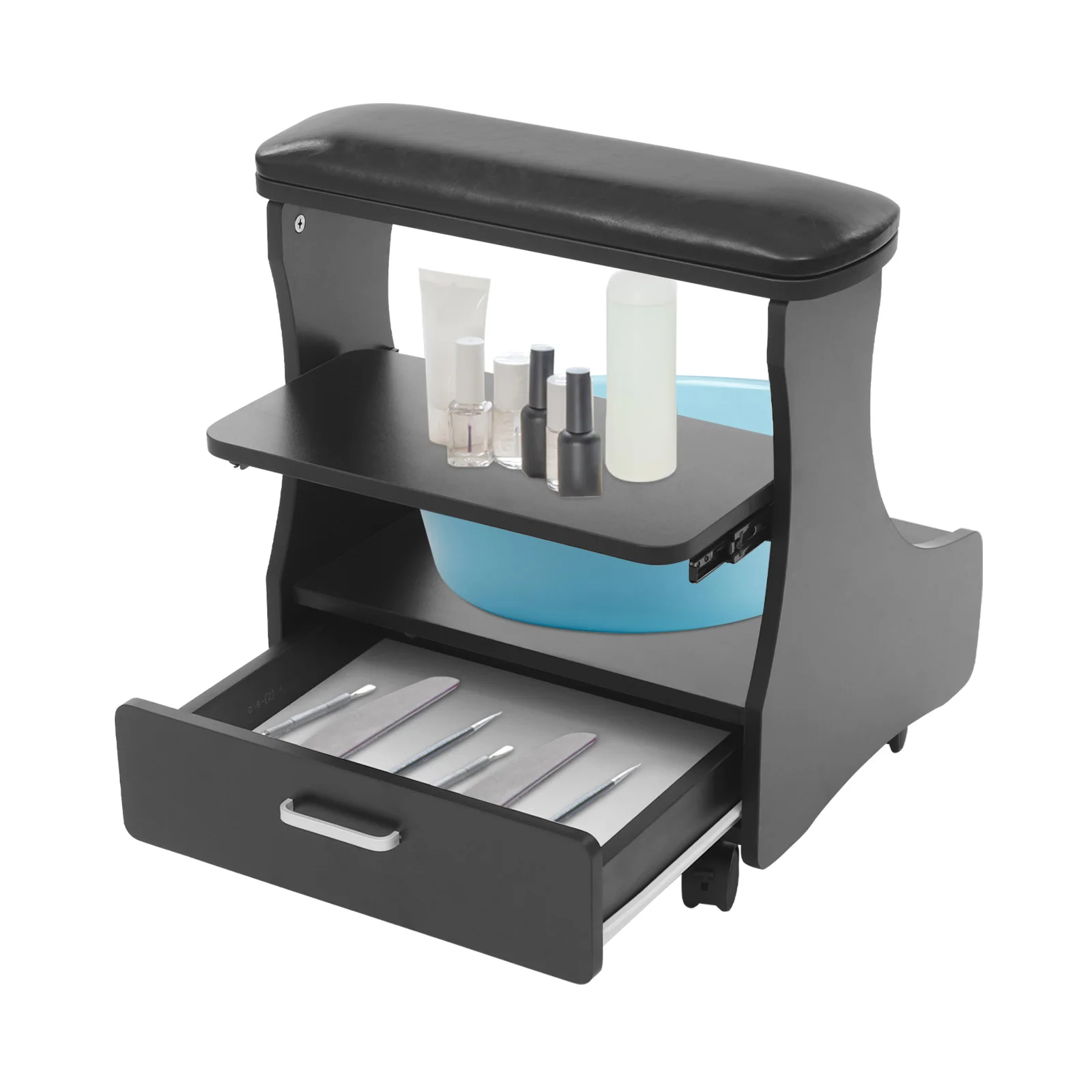 مسند للقدمين من بيماوكار، مسند للقدمين مع عجلات، حامل مسند للقدمين للباديكير مقاس 52 × 17 سم للاستخدام المنزلي سهل الاستخدام في الصالونات