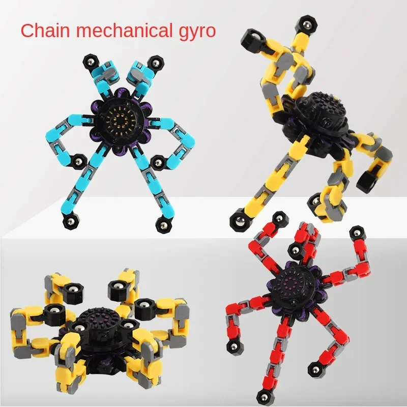 Mechanical Fingertip Spinner DIY Deformable Stress Relief Toy Transformable Creative Gyro Toy for Kids Fingertip Spin Top