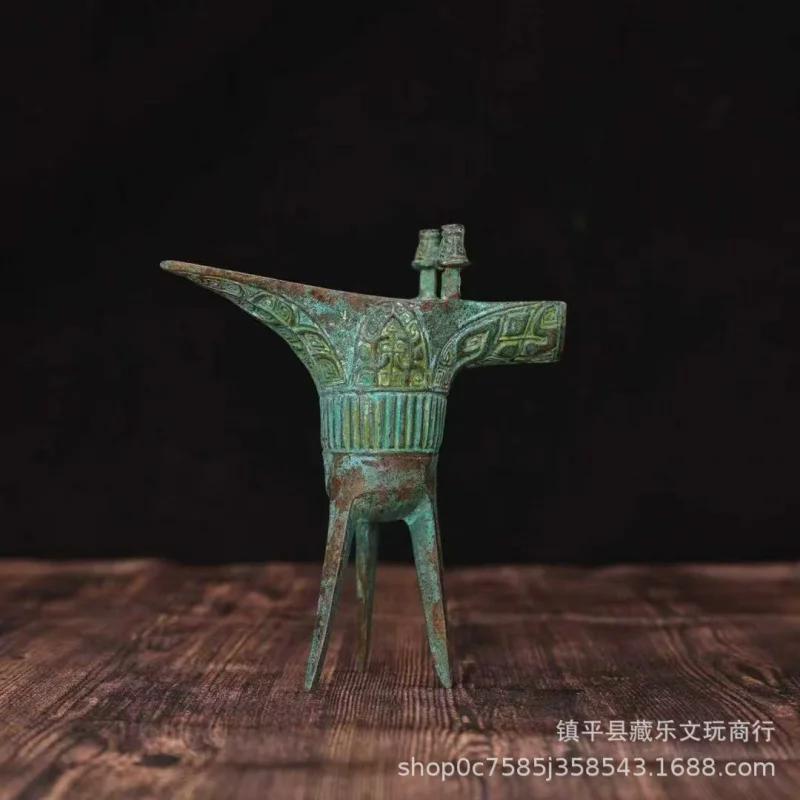 Vintage Bronze Utensil: Father Xinjue's Drinking , Triangular Cup, Promotional Ornament, Home Decoration, Copper Decorative P
