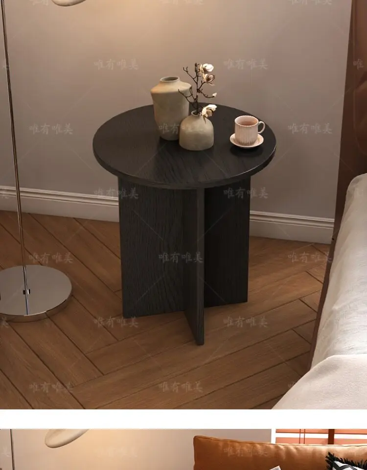 Solid wood side table with movable bedside cabinet in the bedroom vintage style living room coffee table