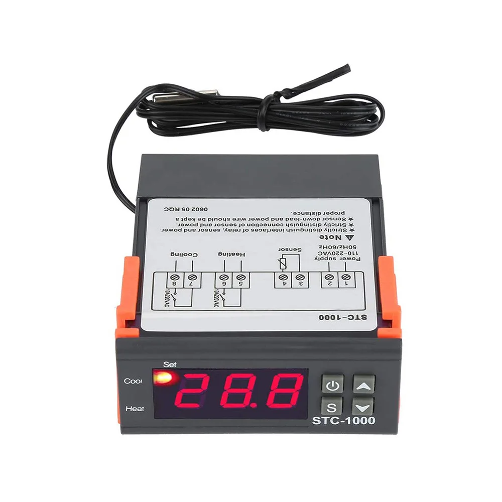 STC-1000 Aquarium Incubator Seafood Machine Temperature Controller Switch Refrigeration Heating Thermostat 2V 24V 220V STC1000