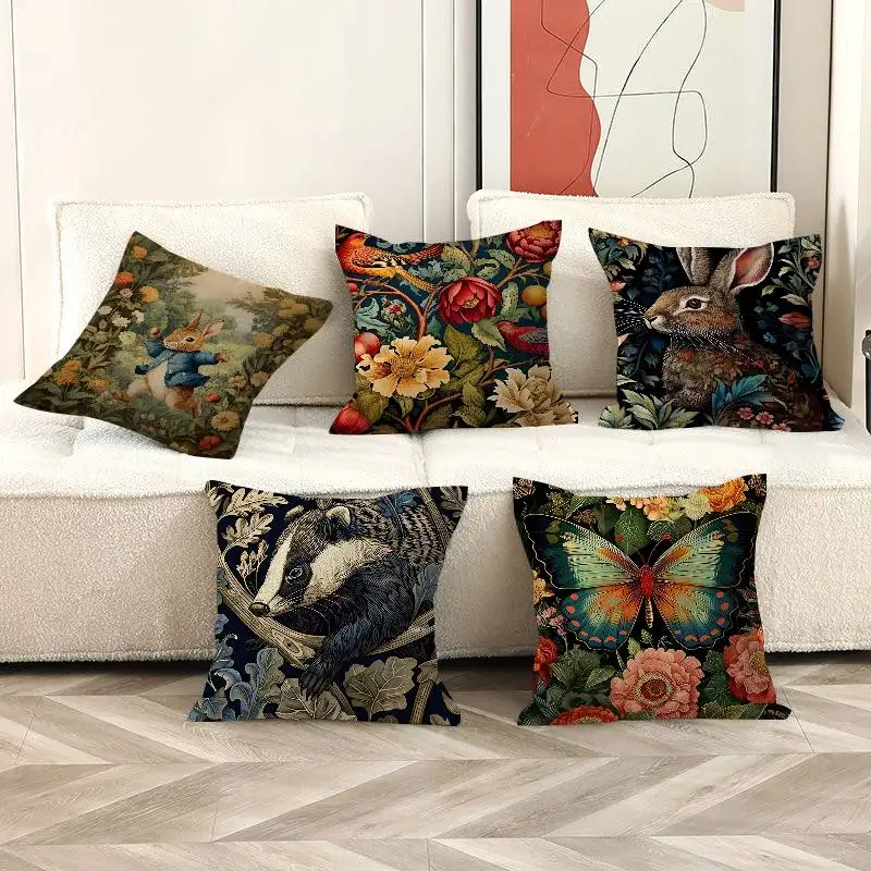 William Morris Animal Cushion Cover Polyester Sofa Cushions Decorative Throw Pillows Home Decoration Pillowcover