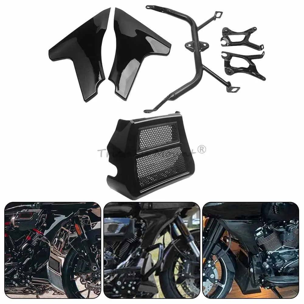 

Motorcycle Abs Plastic Front Spoiler Side Fairing Panel Easy Install Set Fit For Harley Davidson Cvo/Se/St 2023-2024 Gloss Black