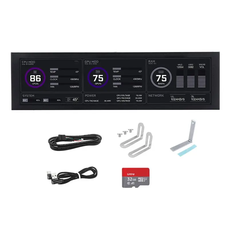 A29F-8.8 Inch IPS Type C Secondary Screen USB-C Interface Computer Monitoring CPU GPU RAM Dislpay Smart Screen