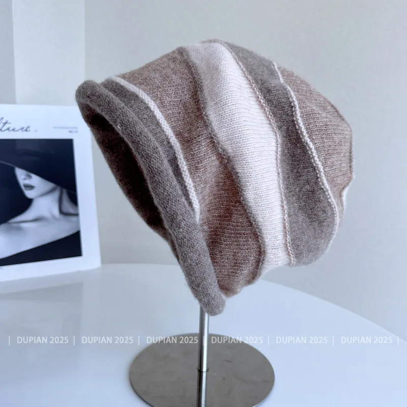 High Quality Cashmere Wool Knit Cap Pullover Hat Unisex Fashion Assorted Colors Roll Rim Slouchy Beanie Winter Warm Heap Hats