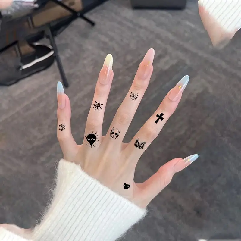 New Cross Border Black Finger Tattoo Stickers Fresh Style High End INS Sexy Skin Whitening Tattoo Decals