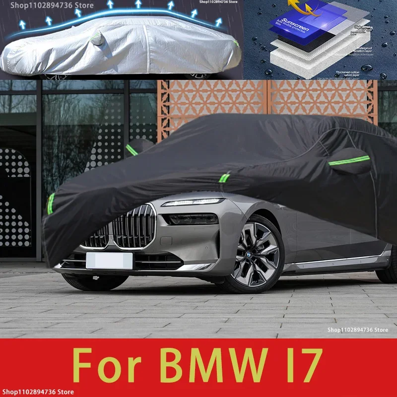 

For BMW I7 fit Outdoor Protection Full Car Cover Snow Covers Sunshade Waterproof Dustproof Black Car Cover