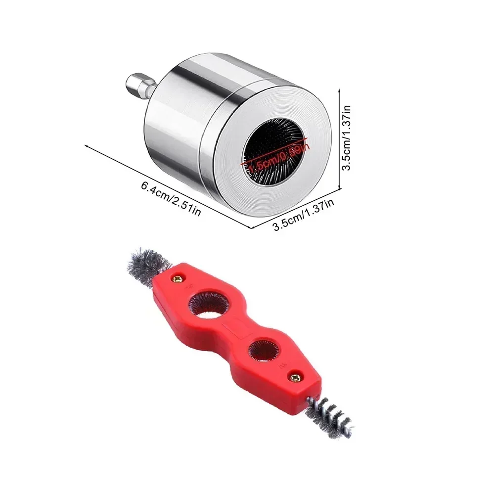4 w 1 dwugłowa szczotka do rur miedzianych rura miedziana polerowanie rozwiertak środek do czyszczenia rur 15 MM/22 MM narzędzie do fazowania gratownik do rur — zdjęcie 5