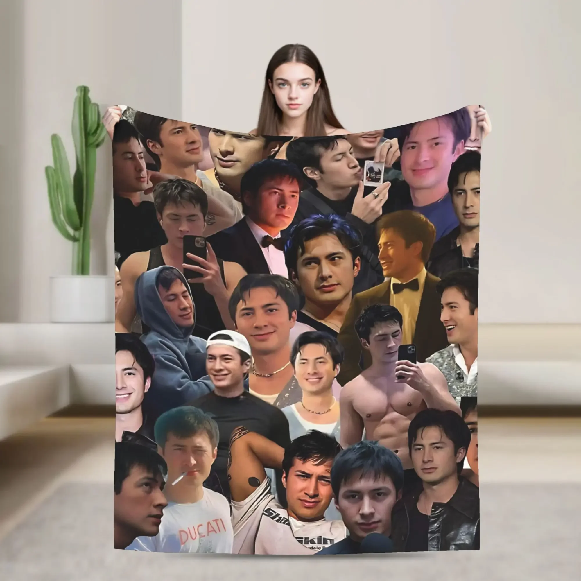 Custom Super Soft BlanketGirls Boys Picnic Hudson Williams Photo Collage Throw Blanket Flannel Bedspread For Living Room Sofa C