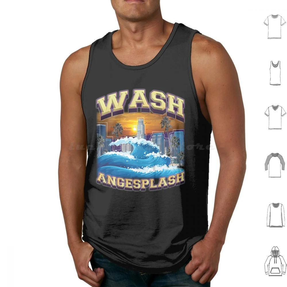 Wash Angesplash Tank Tops Print Cotton Los Angeles La Retro Throwback 90s 80s Palms Flood Water Ocean Wave Splash