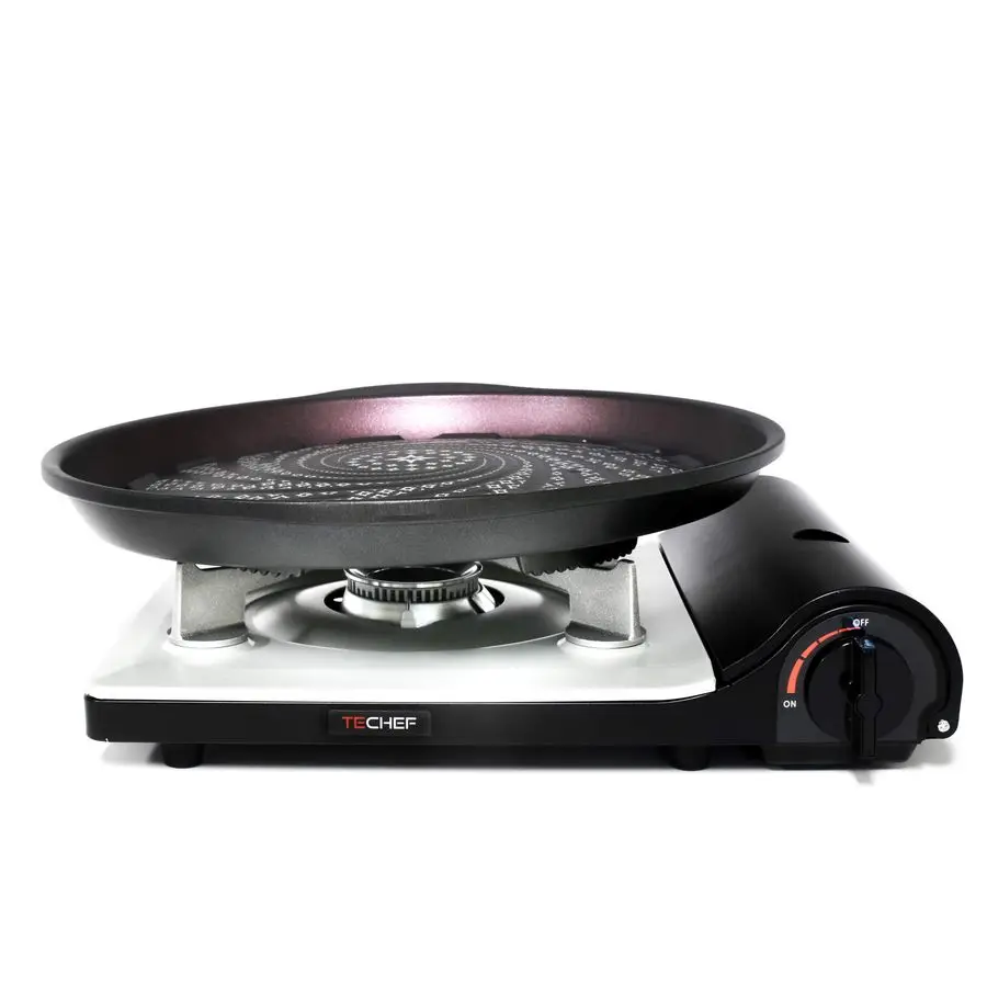 

Stovetop Korean BBQ NonStick Grill Pan with Agni Portable Gas Stove Burner, Made in Korea Grill Pan w Stove