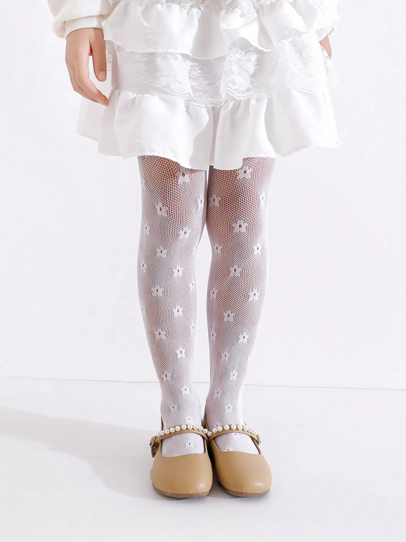 2Pairs Girl Hollow Lace Tights 1-12Y Summer Thin Mesh Pantyhose Floral & Striped Stockings Breathable Kid Daily Dress Pantyhose