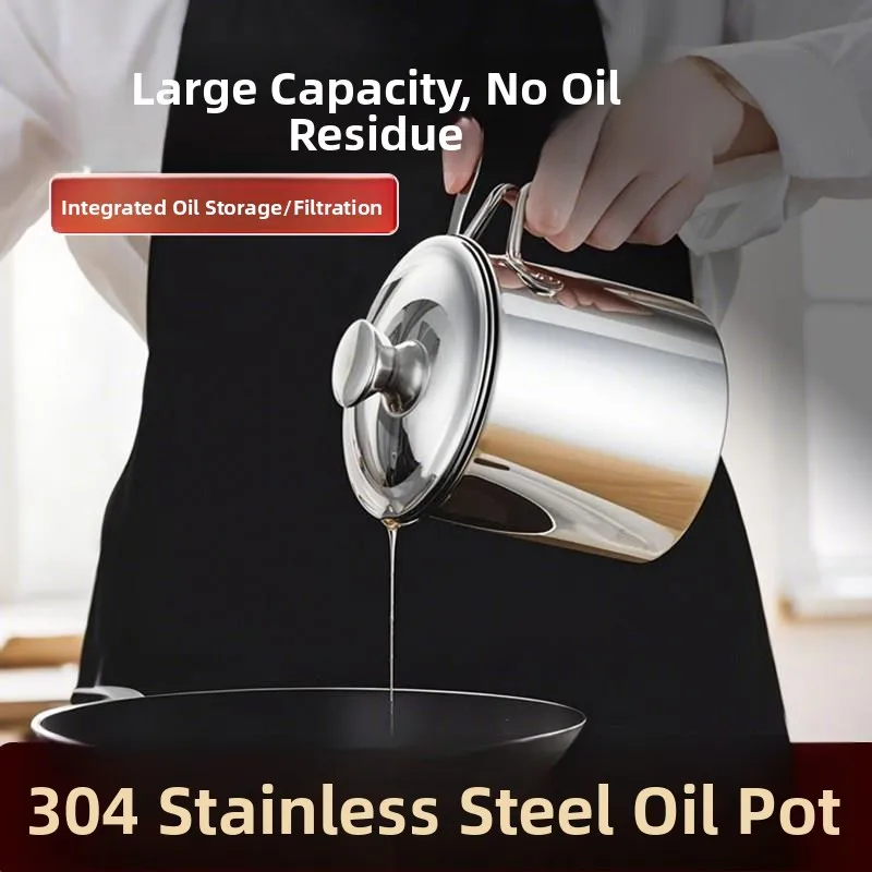 

Thickened 304 Stainless Steel Oil Bottle Kitchen Special Food Grade Seasoning Jar No Oil Hanging Home Use Oil Tank Container